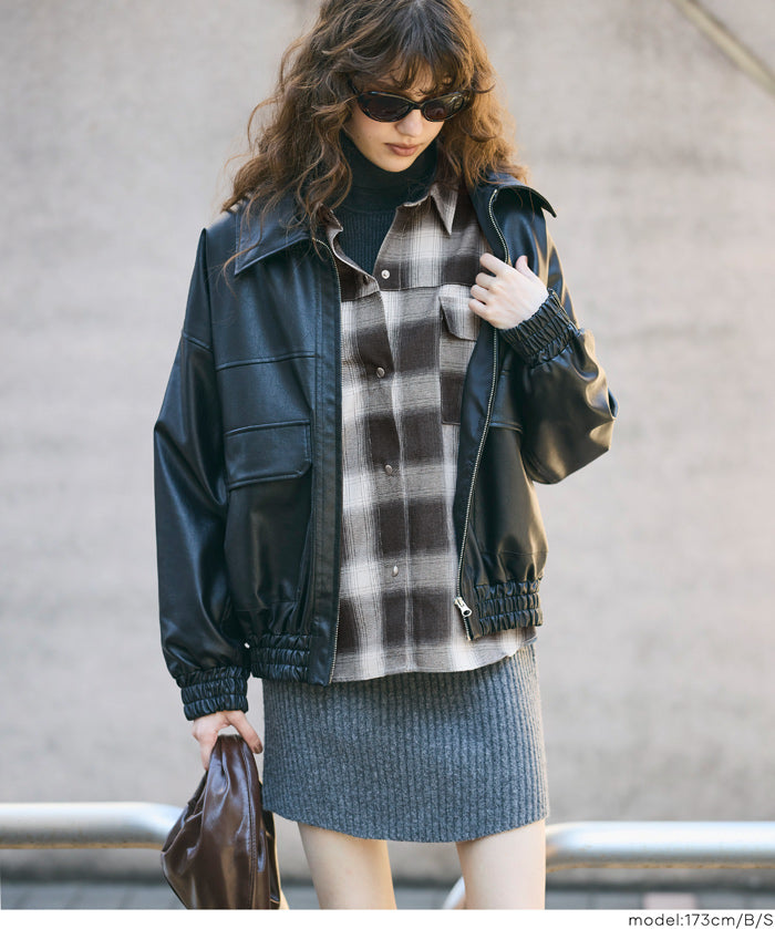 格紋慵懶寬鬆長袖襯衫