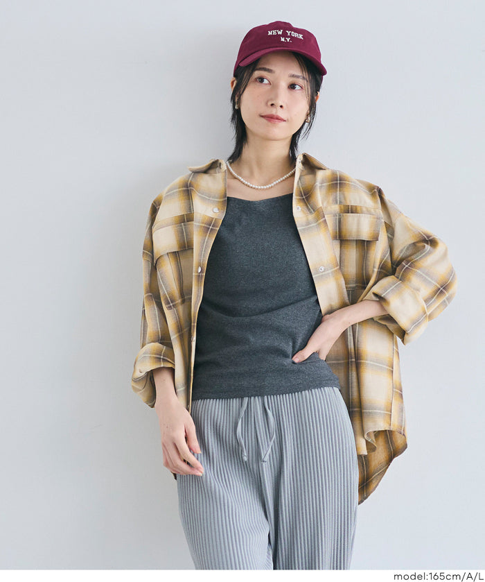 格紋慵懶寬鬆長袖襯衫