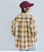 格紋慵懶寬鬆長袖襯衫