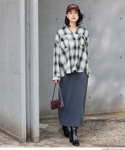 格紋慵懶寬鬆長袖襯衫