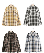 格紋慵懶寬鬆長袖襯衫