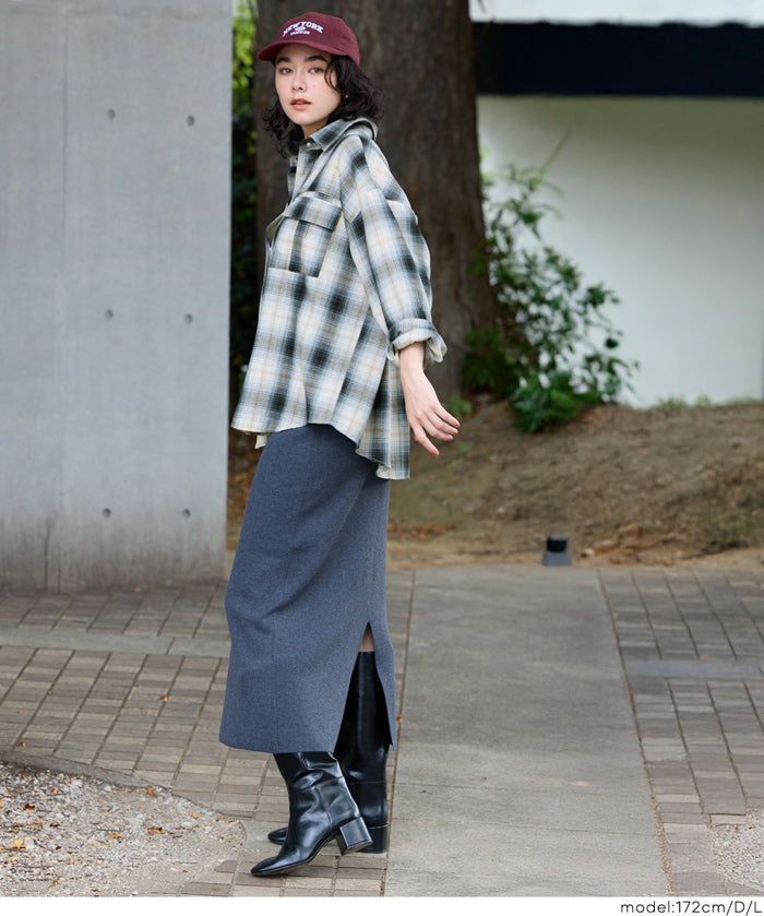 格紋慵懶寬鬆長袖襯衫