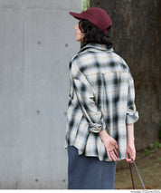 格紋慵懶寬鬆長袖襯衫