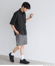 男裝尼龍工裝胸前口袋短袖襯衫