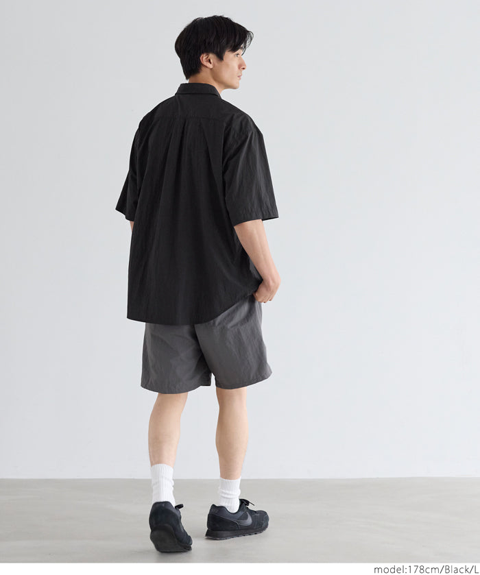 男裝尼龍工裝胸前口袋短袖襯衫