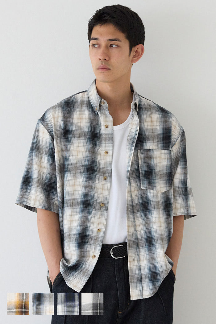 男裝格紋短袖襯衫