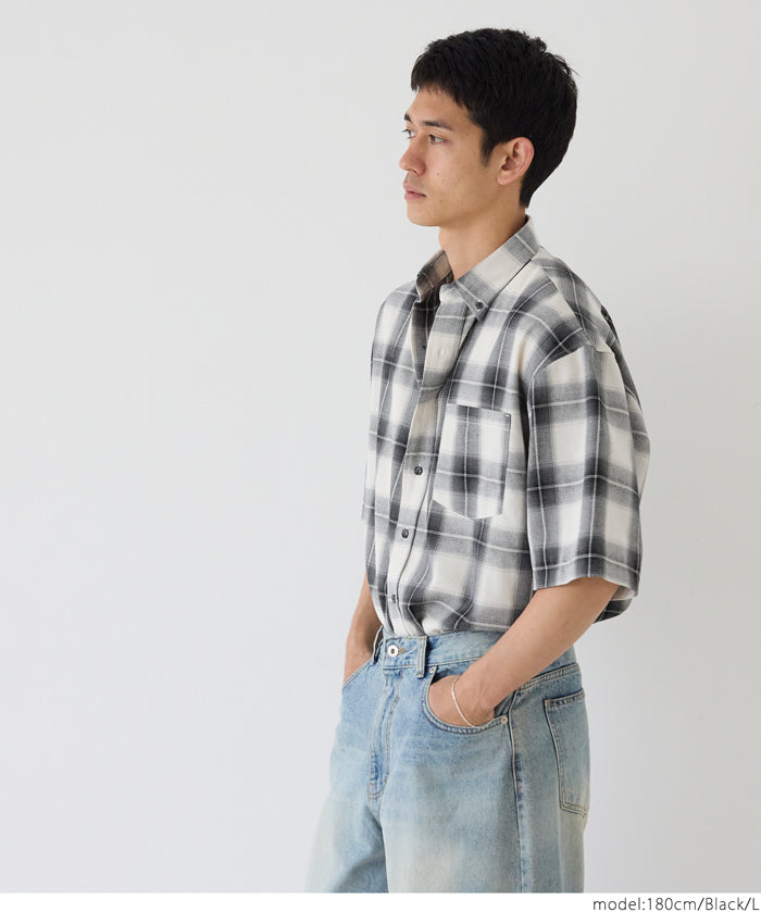 男裝格紋短袖襯衫