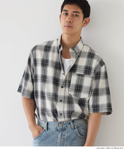 男裝格紋短袖襯衫