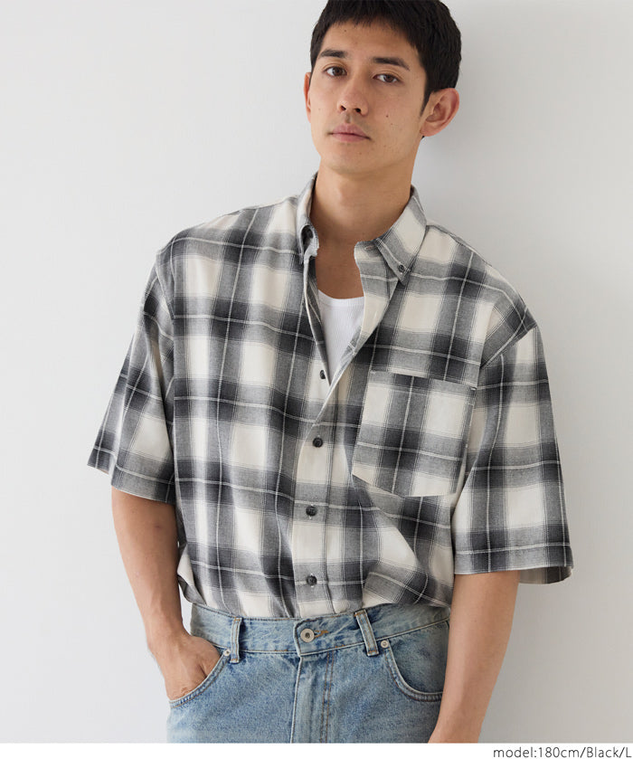 男裝格紋短袖襯衫