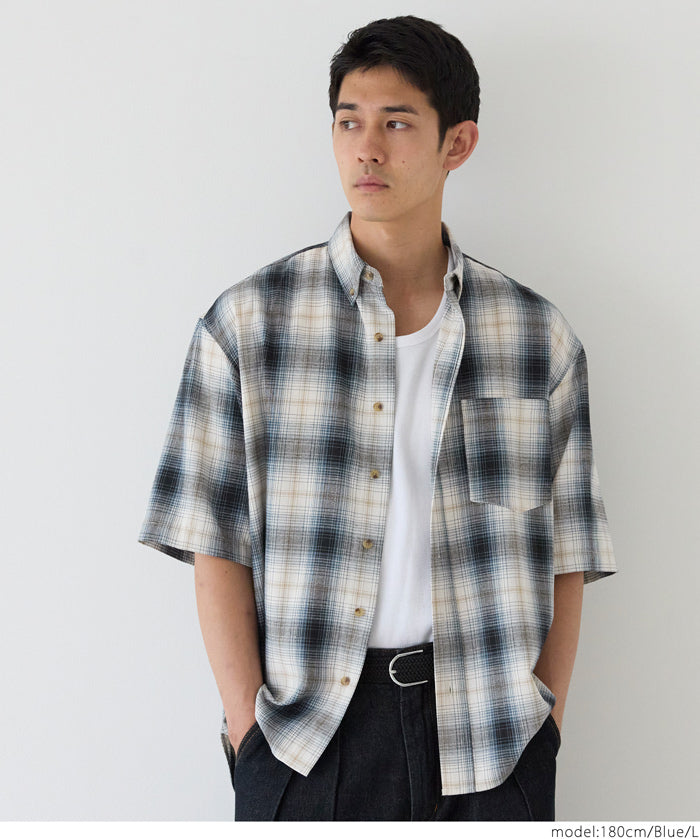 男裝格紋短袖襯衫