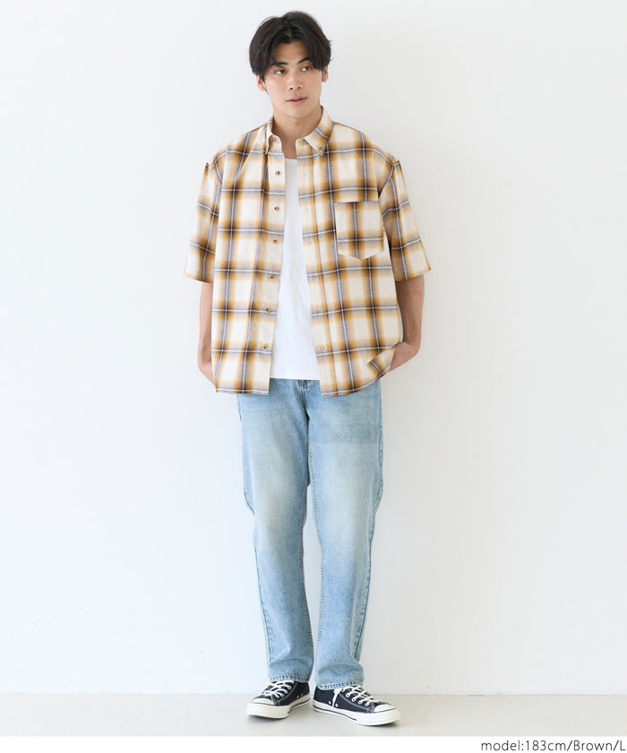 男裝格紋短袖襯衫