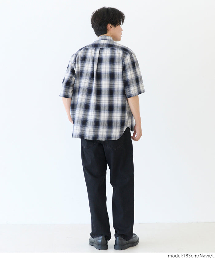 男裝格紋短袖襯衫