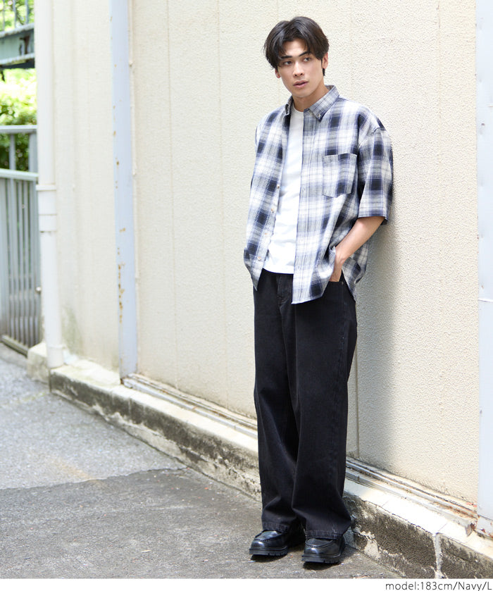 男裝格紋短袖襯衫