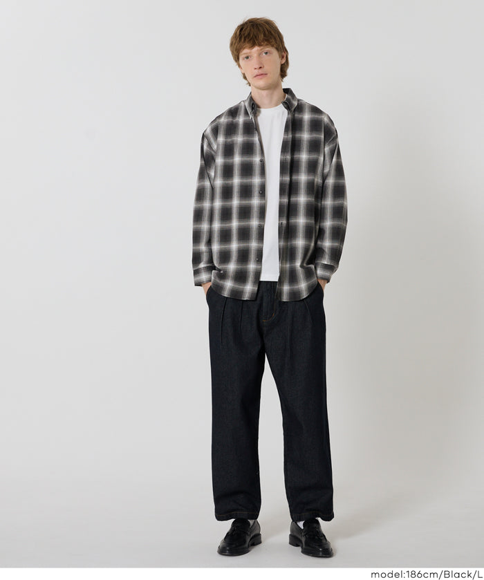 Men's thin plaid long-sleeved shirt, unisex 