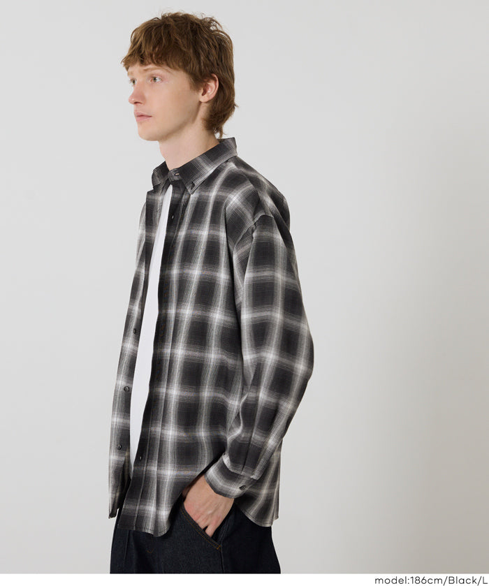 Men's thin plaid long-sleeved shirt, unisex 