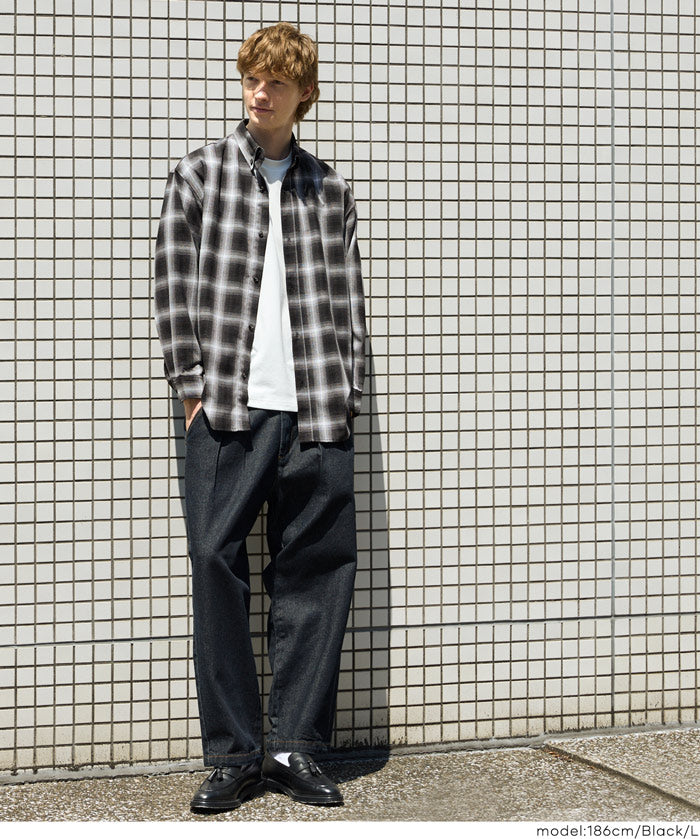 Men's thin plaid long-sleeved shirt, unisex 