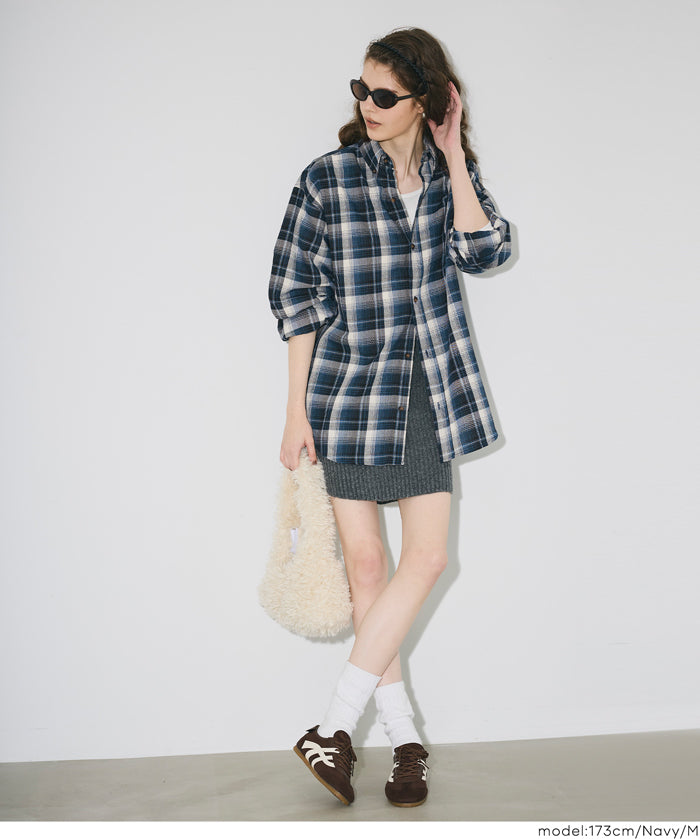 Men's thin plaid long-sleeved shirt, unisex 