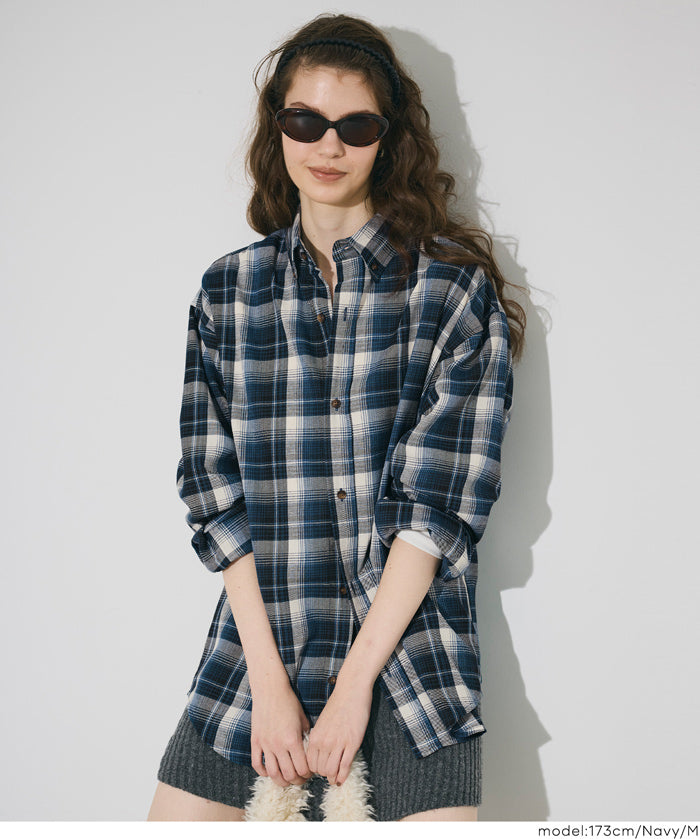 Men's thin plaid long-sleeved shirt, unisex 