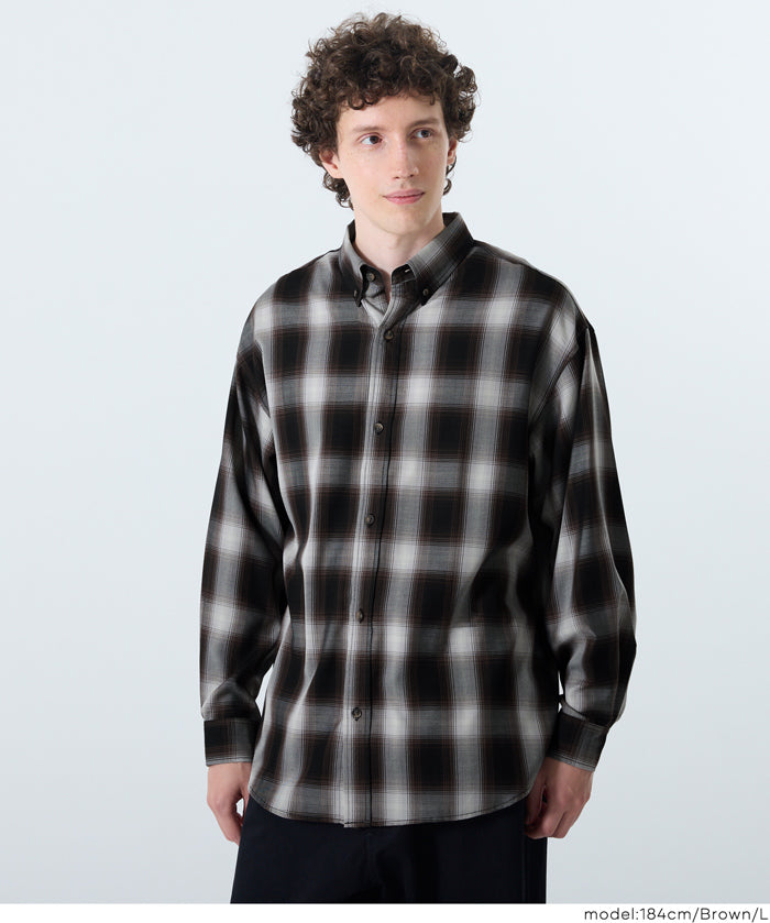 男裝格紋長袖襯衫