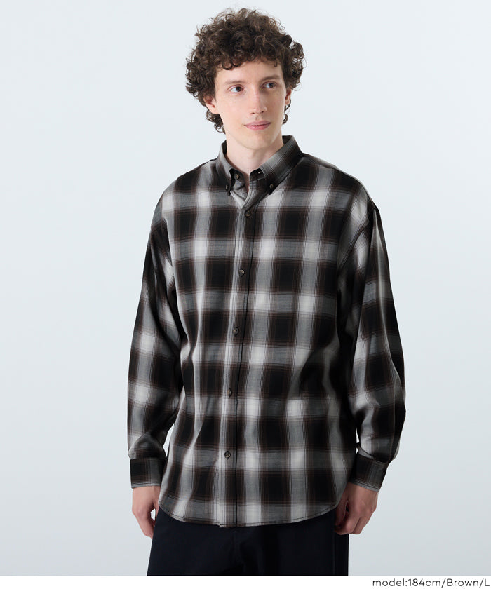 男裝格紋長袖襯衫