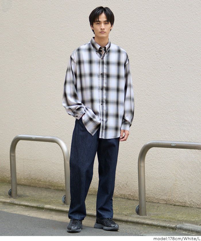 男裝格紋長袖襯衫