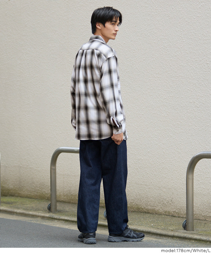 男裝格紋長袖襯衫