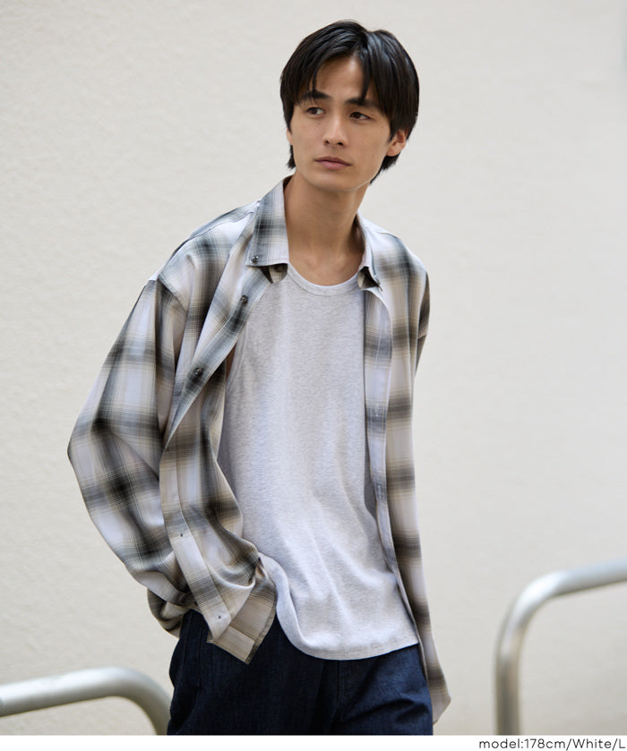 男裝格紋長袖襯衫