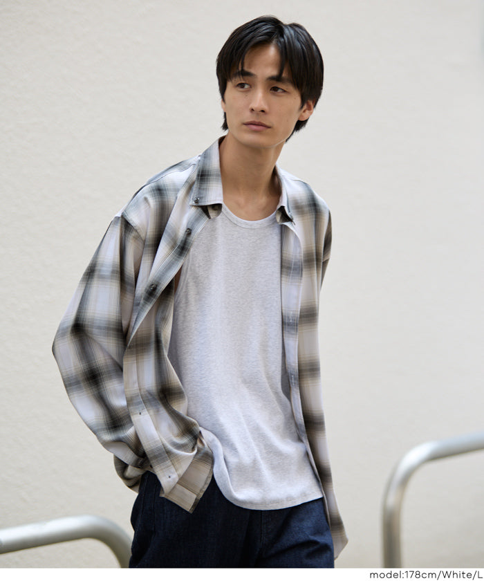 男裝格紋長袖襯衫