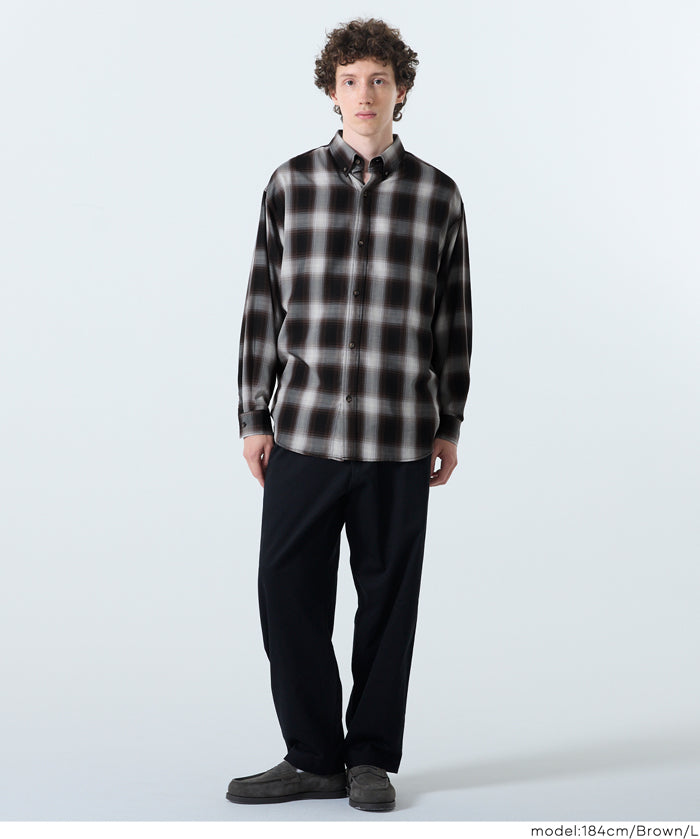 男裝格紋長袖襯衫