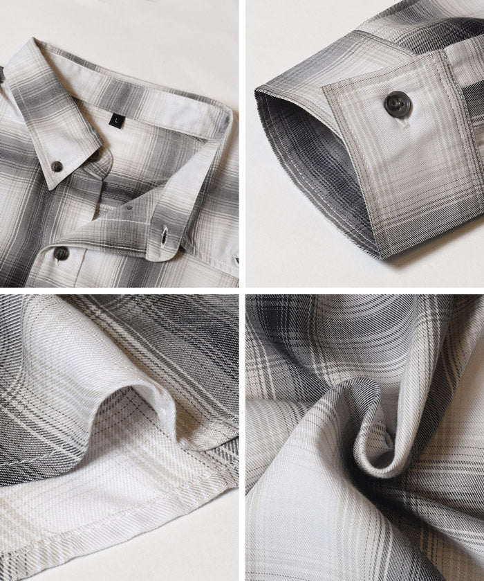 男裝格紋長袖襯衫