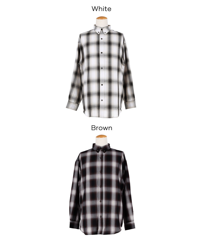 男裝格紋長袖襯衫