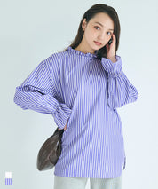 Japanese style striped shirt with ruffles 