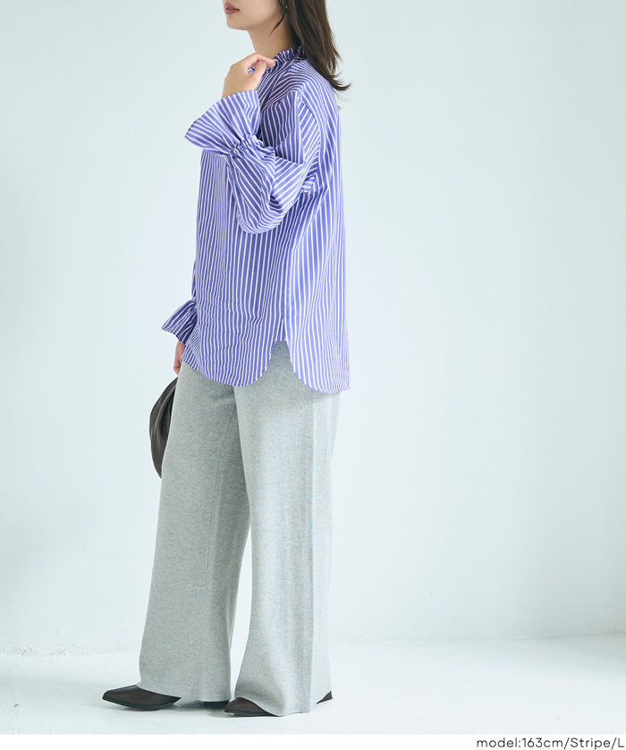 Japanese style striped shirt with ruffles 