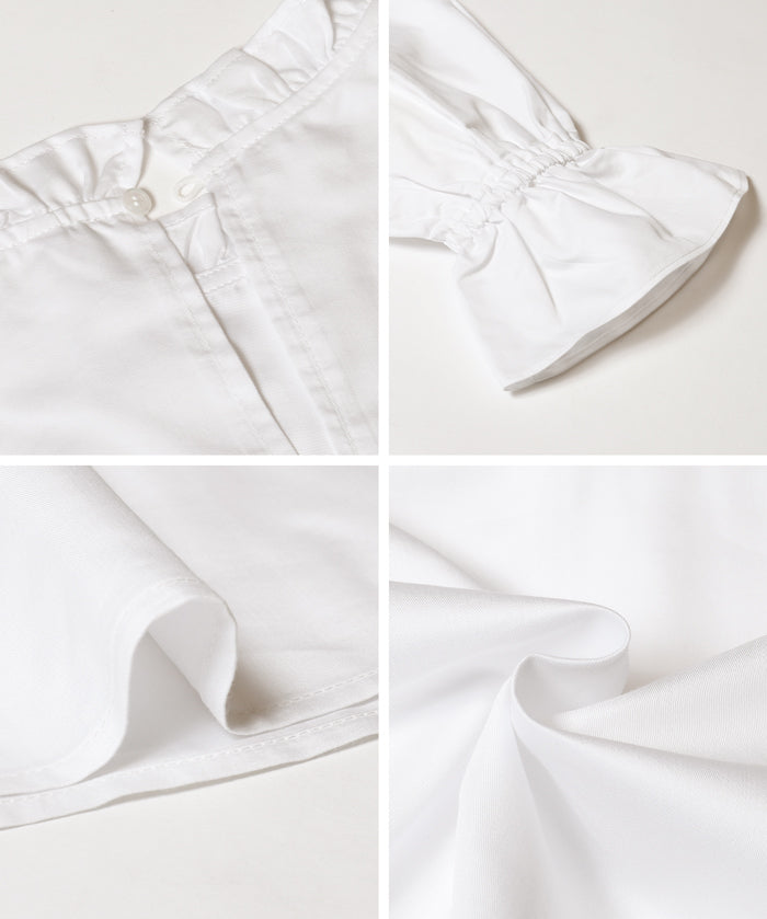 Japanese style striped shirt with ruffles 