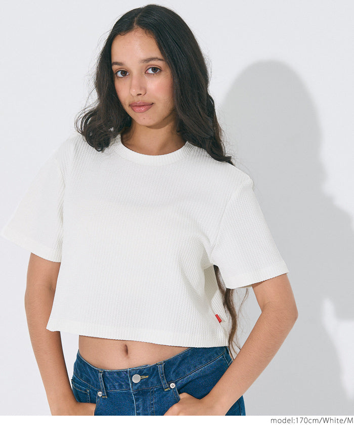 短版華格夫圓領短袖上衣 Tee