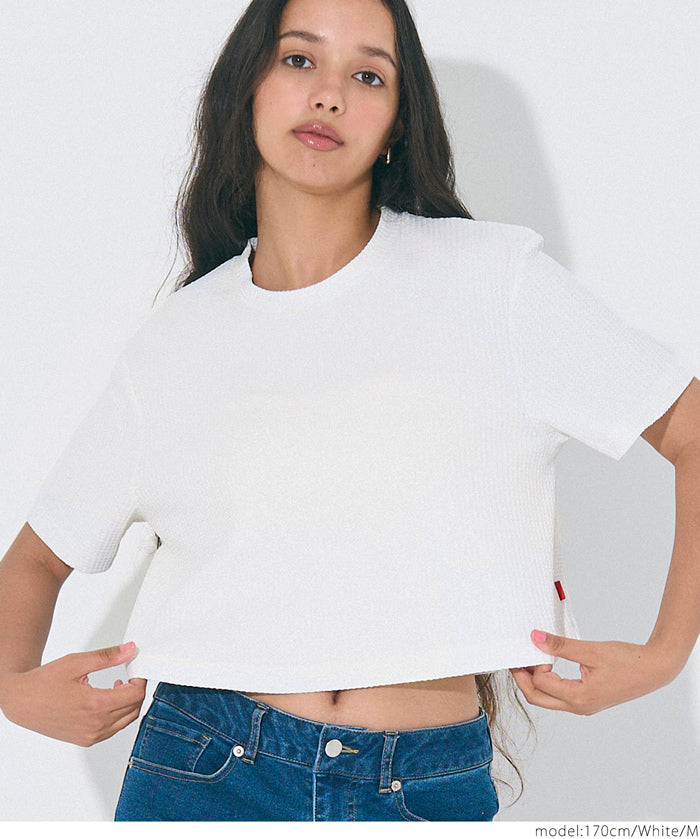 短版華格夫圓領短袖上衣 Tee