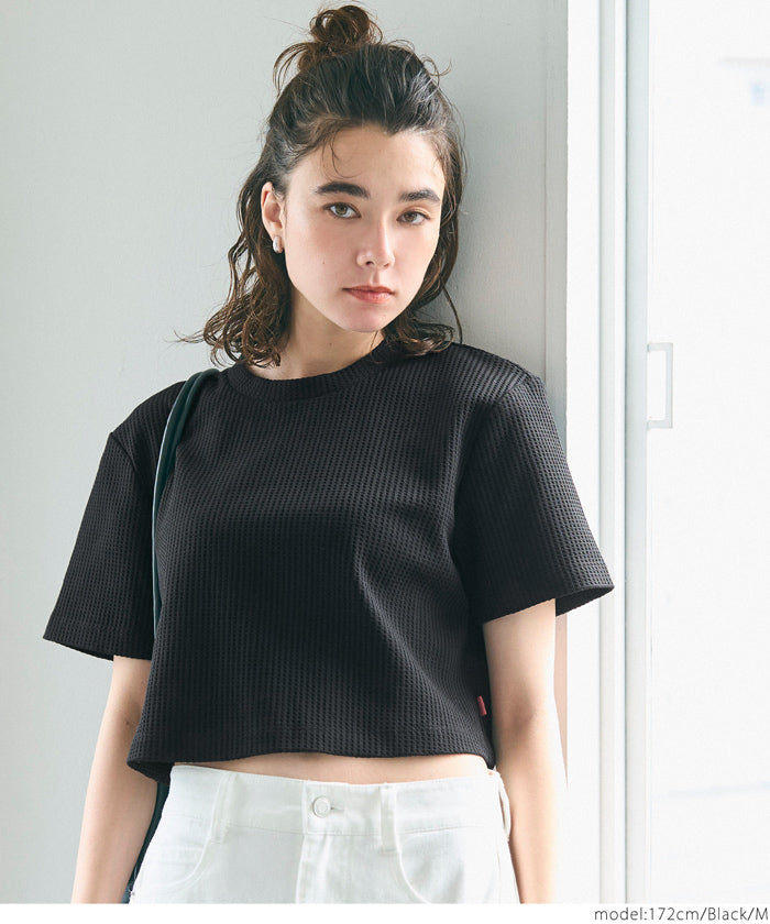 短版華格夫圓領短袖上衣 Tee