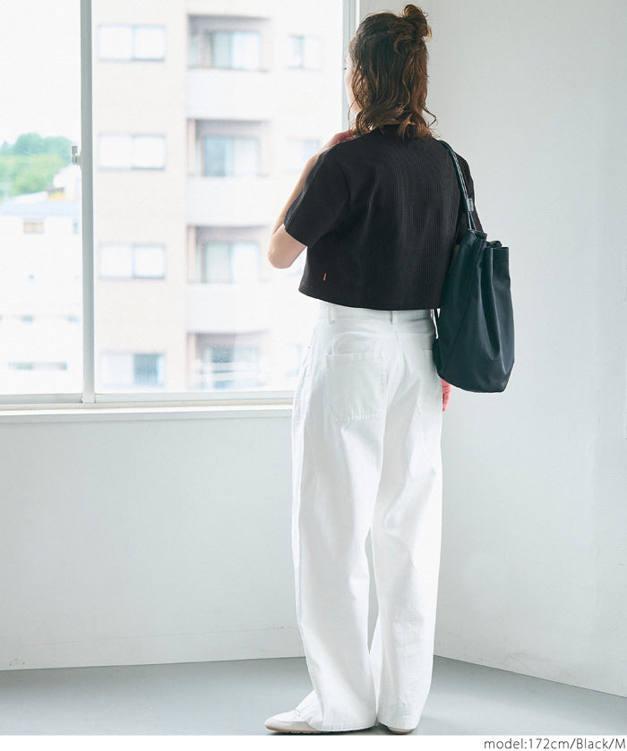 短版華格夫圓領短袖上衣 Tee
