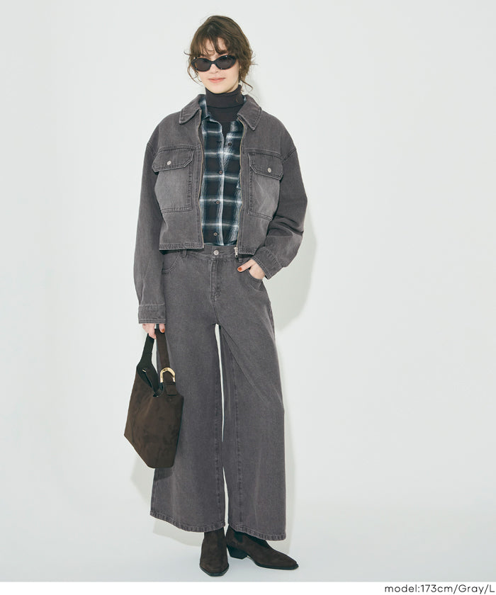 【可配套】低腰造型闊腿牛仔褲