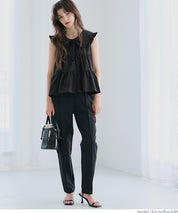 日系甜美荷葉邊翻領A字無袖襯衫