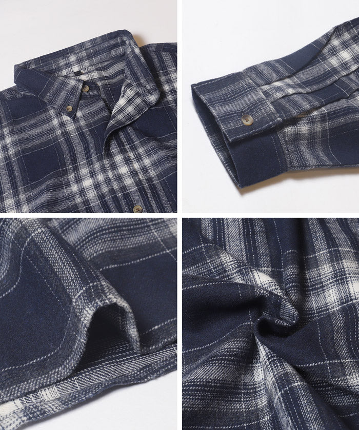 男裝沉穩格紋長袖襯衫