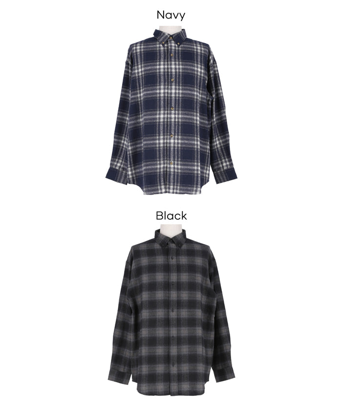 男裝沉穩格紋長袖襯衫