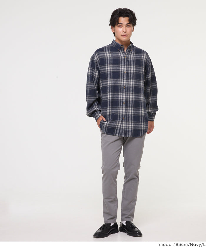 男裝沉穩格紋長袖襯衫