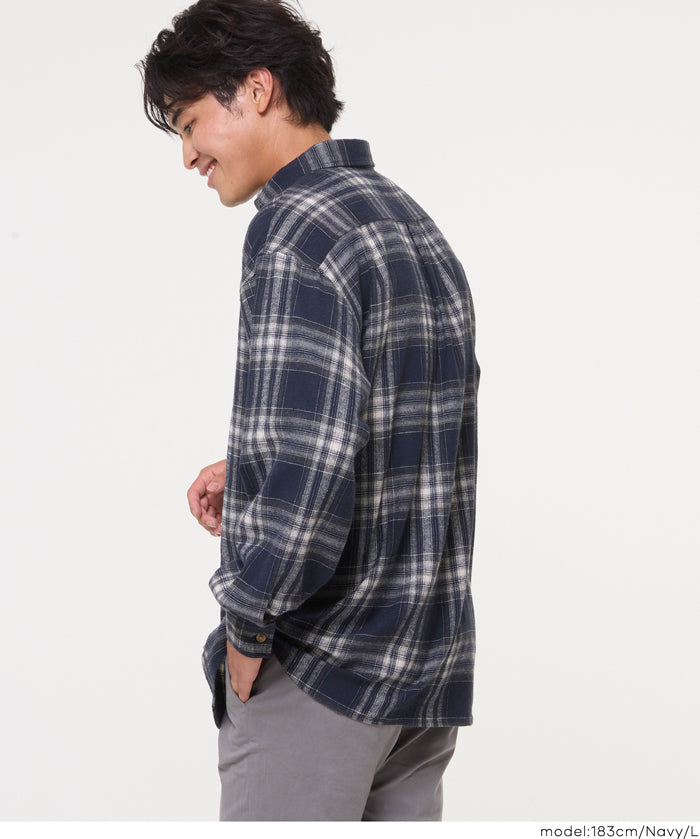 男裝沉穩格紋長袖襯衫