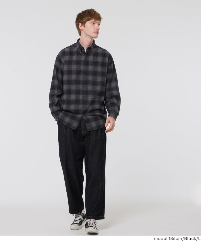 男裝沉穩格紋長袖襯衫