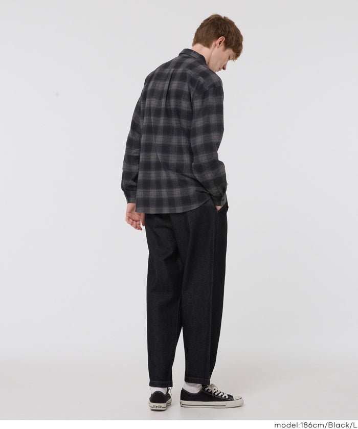 男裝沉穩格紋長袖襯衫