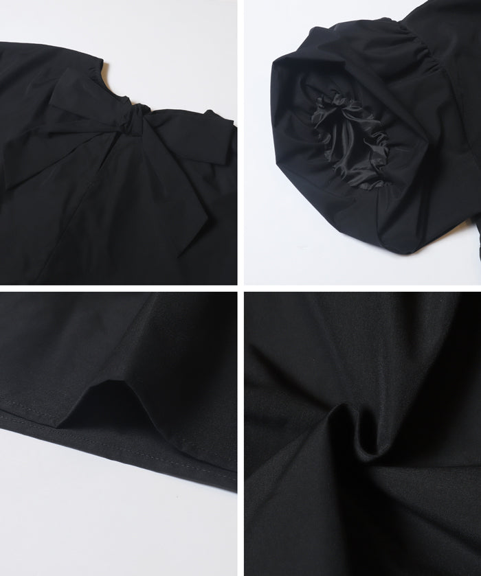 日系後蝴蝶結澎感迷你連衣裙