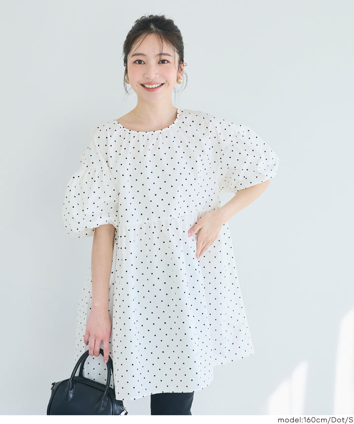 日系後蝴蝶結澎感迷你連衣裙