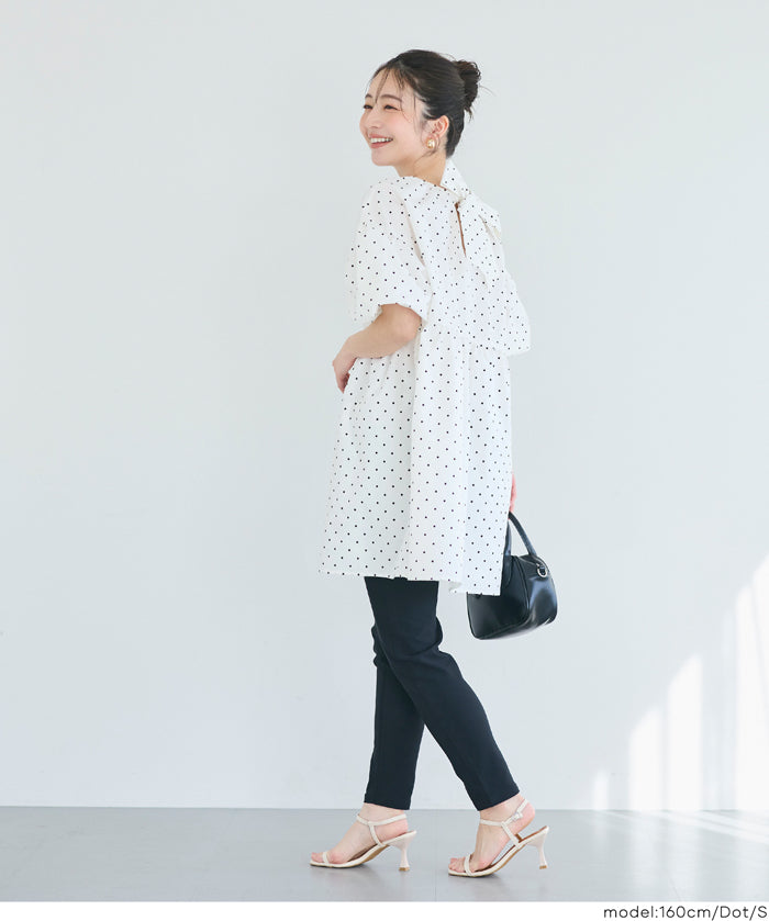 日系後蝴蝶結澎感迷你連衣裙