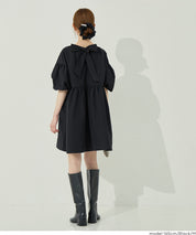 日系後蝴蝶結澎感迷你連衣裙